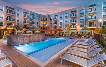 Swimming pool with resort-style cabanas